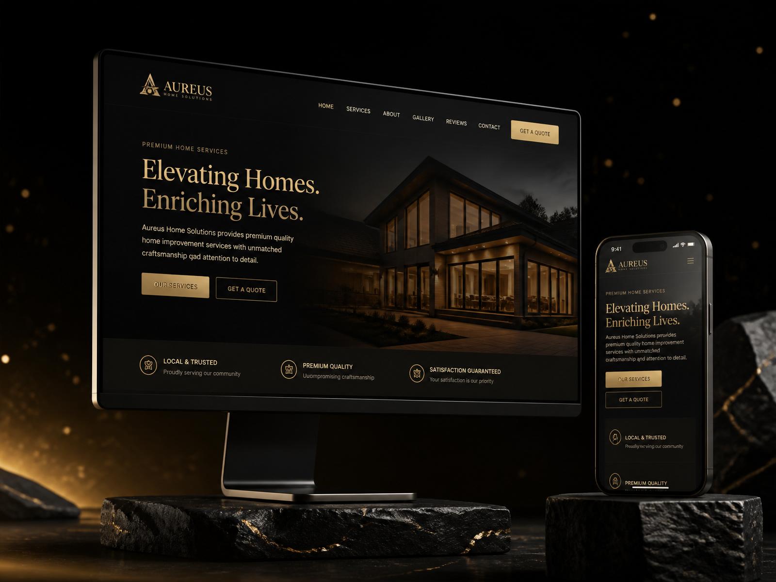 Premium website mockup on desktop and mobile